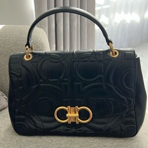 Salvatore Ferragamo Black Quilted Leather Shoulder Bag